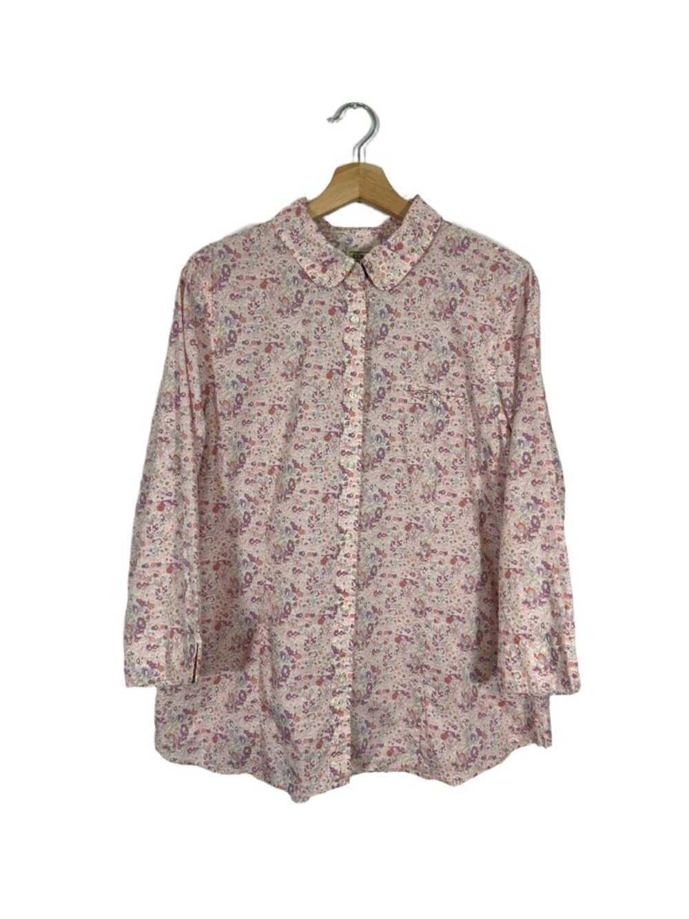 L.L. Bean Womens Floral Cotton Shirt Large Business Casual Cottagecore Classic